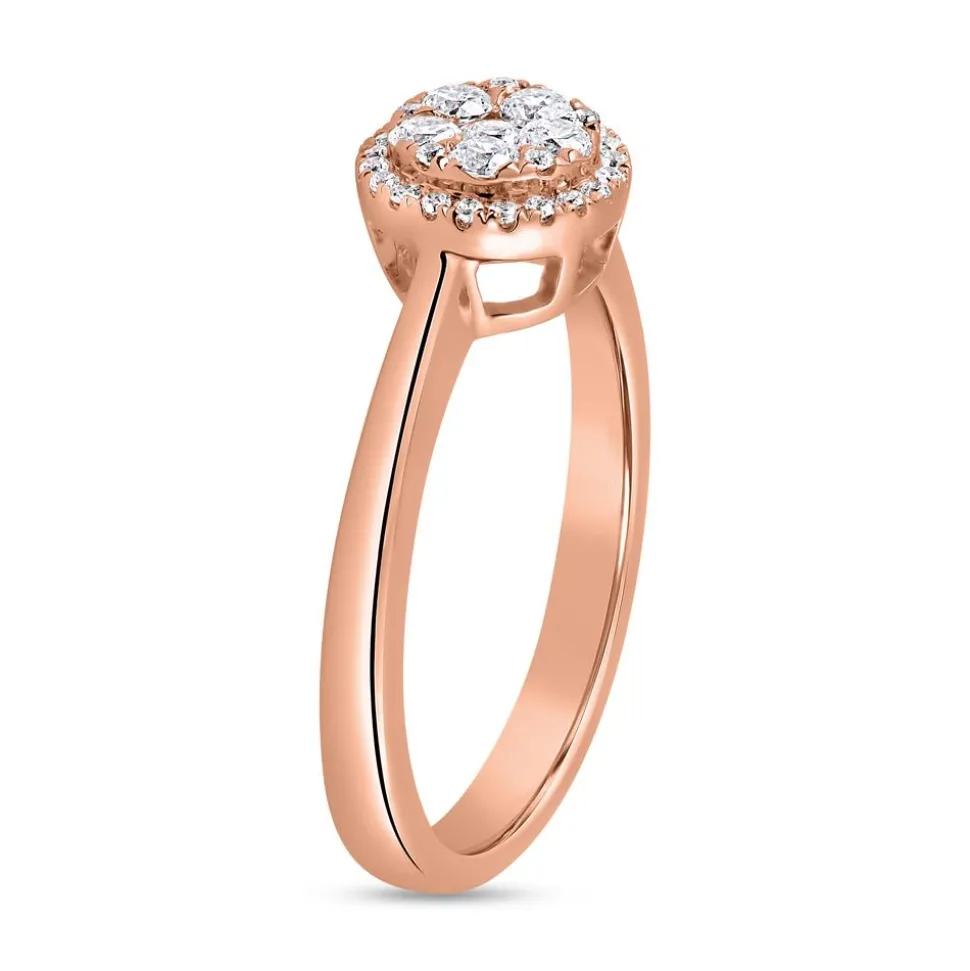 Roségoldener Halo-Ring mit lab grown Diamanten BDR0058LG-RSL