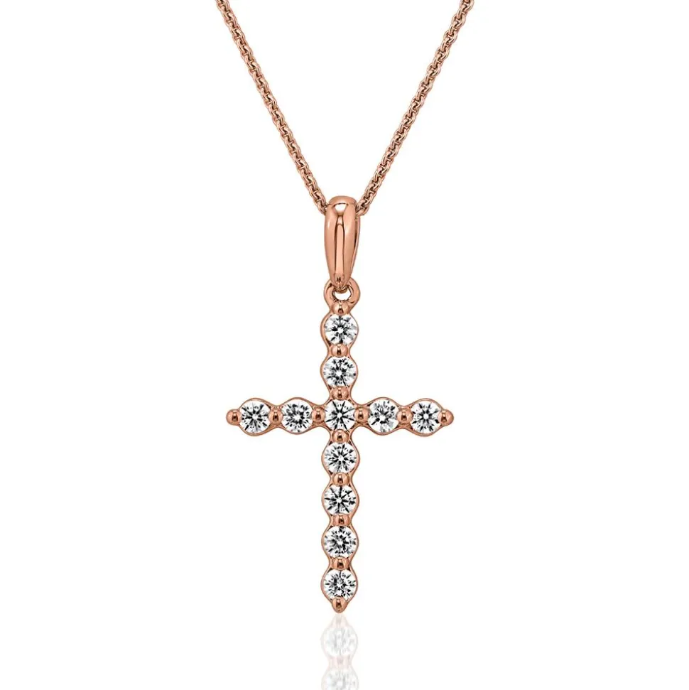 Roségoldener Kreuzanhänger mit Diamanten für Damen BDP0037-RSL