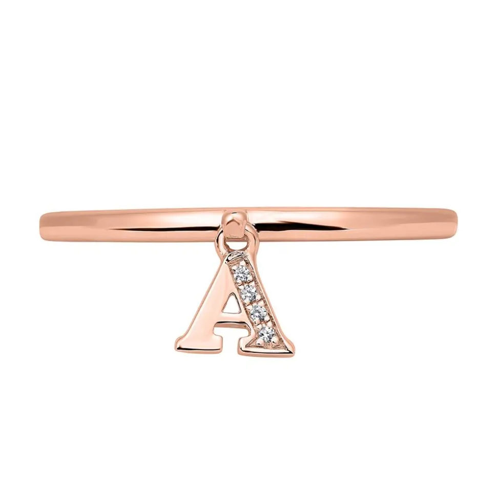 Roségoldener Ring mit Buchstabenanhänger, Brillanten BDR0126-RSL