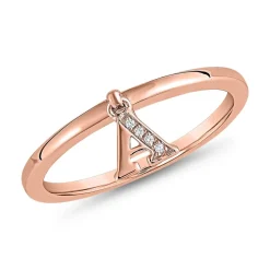 Roségoldener Ring mit Buchstabenanhänger, Brillanten BDR0126-RSL