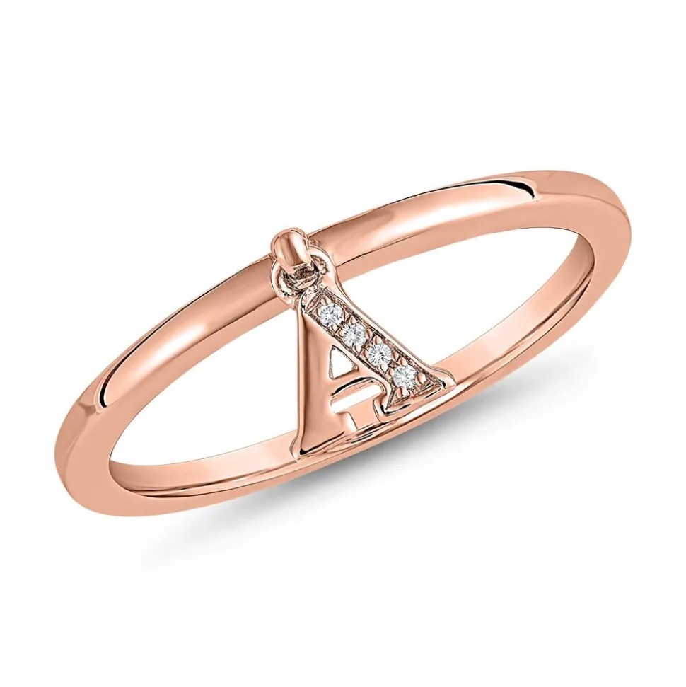Roségoldener Ring mit Buchstabenanhänger, Brillanten BDR0126-RSL