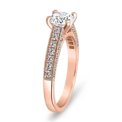 Roségoldener Verlobungsring mit Diamanten, gravierbar BDR0006-RSL