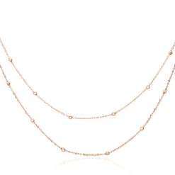 Rosévergoldete Edelstahl Kette für Damen, zweireihig N5148-R
