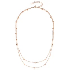 Rosévergoldete Edelstahl Kette für Damen, zweireihig N5148-R