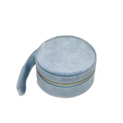 Rundes Schmucketui aus Samt, eisblau GET0046