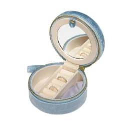 Rundes Schmucketui aus Samt, eisblau GET0046