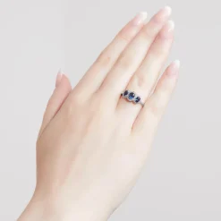 Saphir Damenring aus Weißgold oder Platin, Diamanten BDR0038Sa-WSL