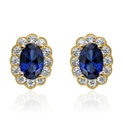 Saphir Ohrstecker aus Gelbgold mit Diamanten BDE0067-GSL