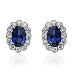 Saphir Ohrstecker aus Weißgold oder Platin, Diamanten BDE0067-WSL