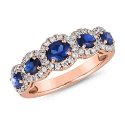 Saphir Ring aus Roségold mit Brillanten, lab-grown BDR0040LG-Sa-RSL