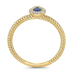Saphirring aus Gelbgold mit Diamanten, lab-grown BDR0036LG-Sa-GSL