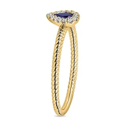 Saphirring aus Gelbgold mit Diamanten BDR0036Sa-GSL