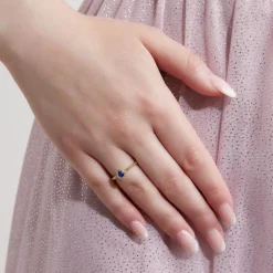 Saphirring aus Gelbgold mit Diamanten BDR0036Sa-GSL