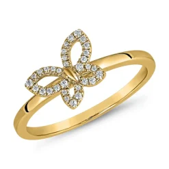 Schmetterling Ring aus Gelbgold mit Brillanten BDR0099-GSL