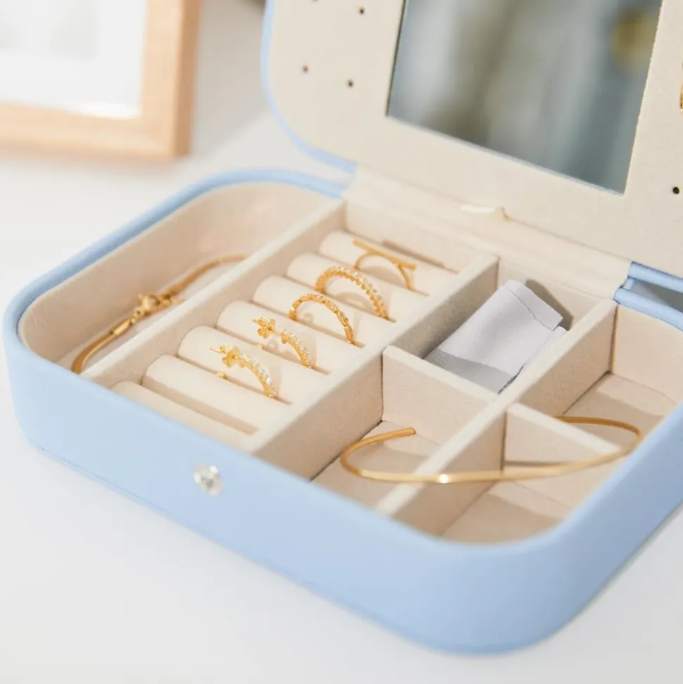 Schmucketui aus hellblauem Kunstleder GET0050