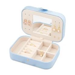 Schmucketui aus hellblauem Kunstleder GET0050