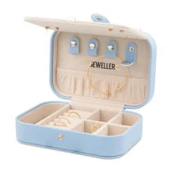 Schmucketui aus hellblauem Kunstleder GET0050