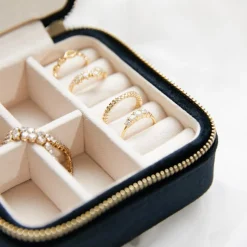 Schmucketui in Reisegröße aus schwarzem Samt GET0047