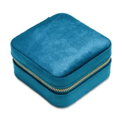 Schmucketui in Reisegröße aus Samt, petrolfarben GET0045