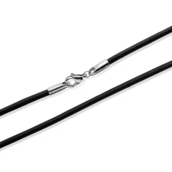 Schöne Lederkette schwarz echt glatt LN0009