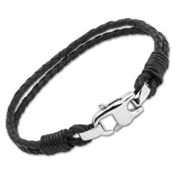 Schwarzes Leder Armband 6,5 mm LB0010