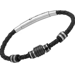 Schwarzes Lederarmband LB0286