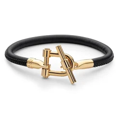 Schwarzes Lederarmband T-Shackle PH004147