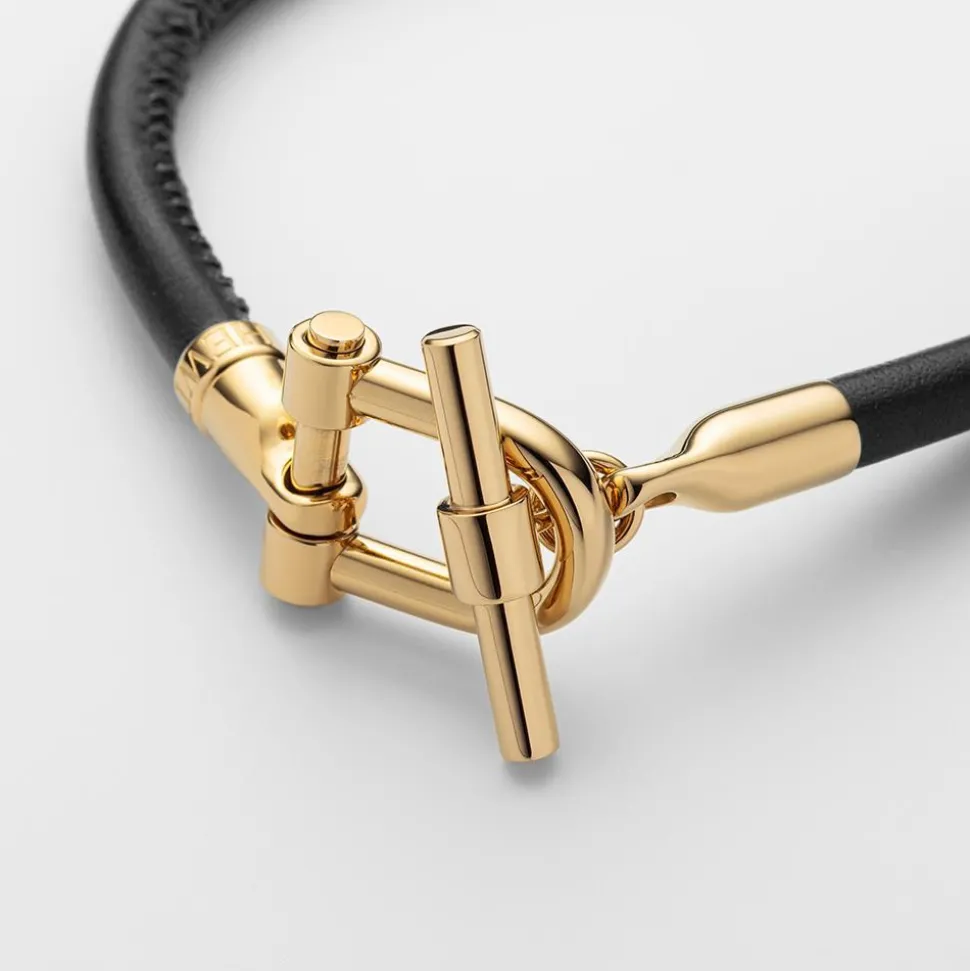 Schwarzes Lederarmband T-Shackle PH004147