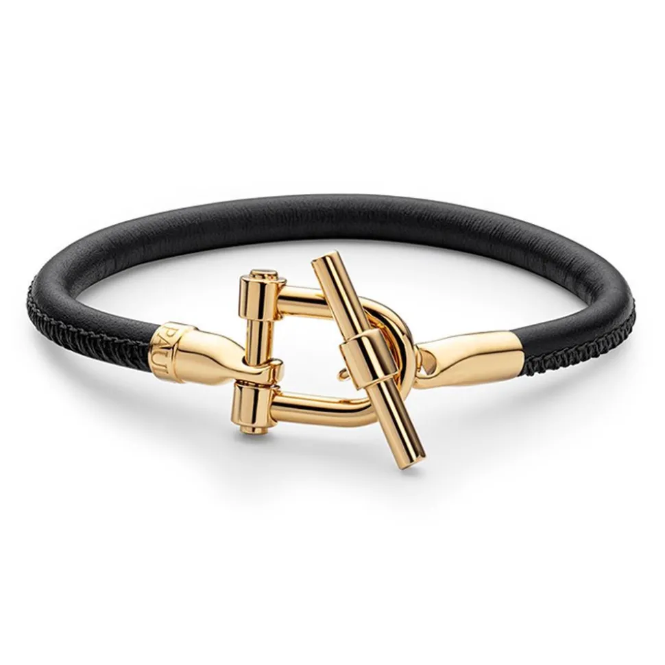 Schwarzes Lederarmband T-Shackle PH004147