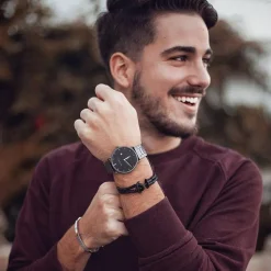 Schwarzes Phrep Herrenarmband aus Edelstahl, IP Black PH001548