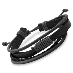 Schwarzes Unisex-Armband Kunstleder LB0395