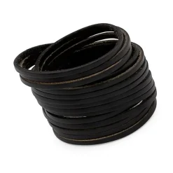 Schwarzes Wickelarmband aus echtem Leder LB0303