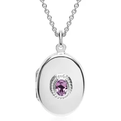 Silberkette mit Medaillon Amethyst SP0511SLK