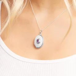 Silberkette mit Medaillon Amethyst SP0511SLK