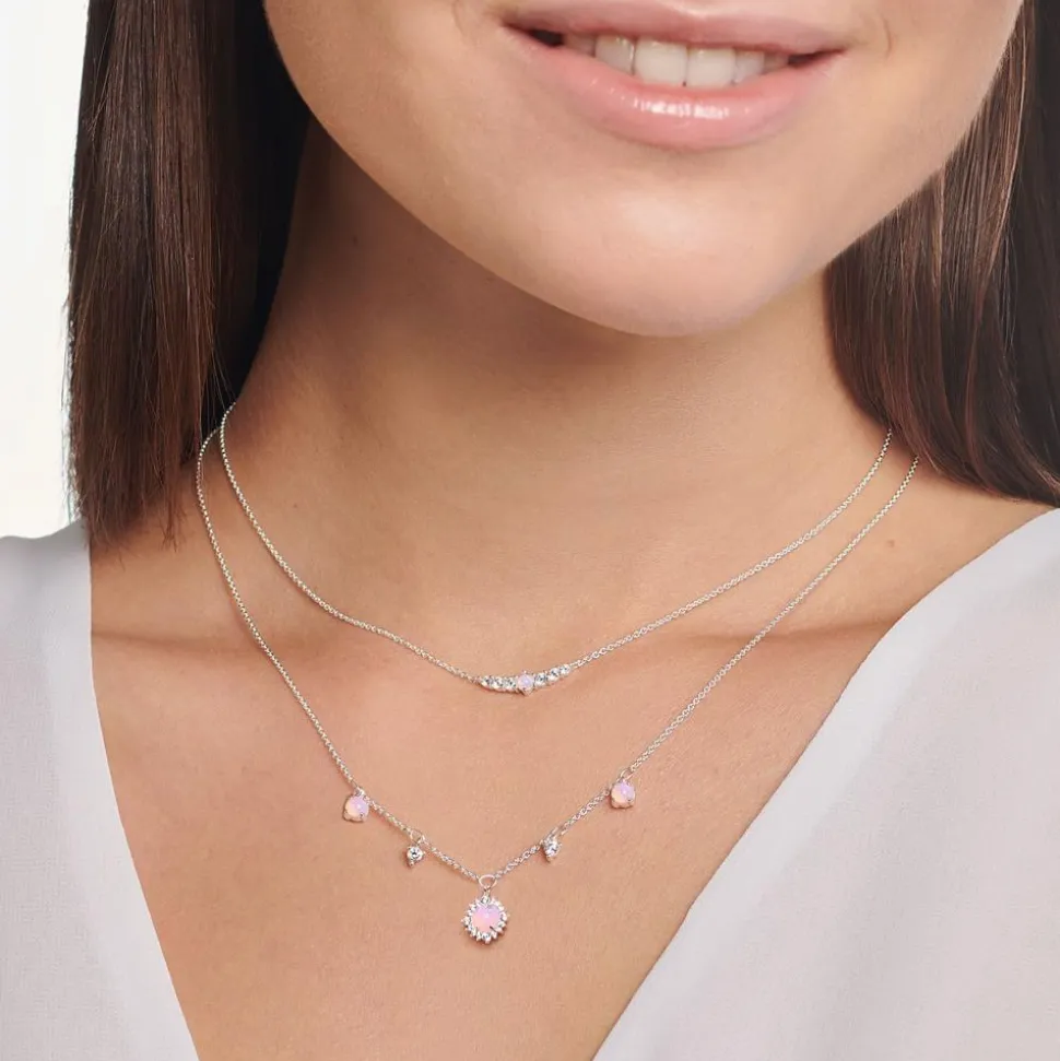 Silberkette Vintage mit Glas-Keramik-Steinbesatz KE2094-166-7