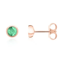 Smaragd Ohrstecker für Damen aus 585er Roségold BDE0034Sm-14KRSL