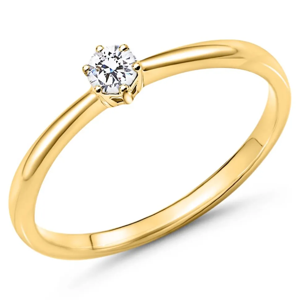 Solitärring aus 18K Gold mit Diamant, lab-grown VR0373-LSL