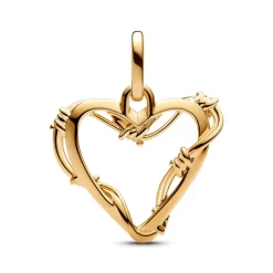 Stacheldraht-Herz Charm-Anhänger, IP Gold, ME 762526C00