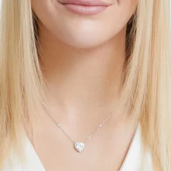 Sterlingsilber Kette poliert mit Herz Zirkonia SN0340