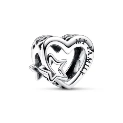 Sterlingsilber Moments Slide-Charm Familie Herz Sterne 792829C00