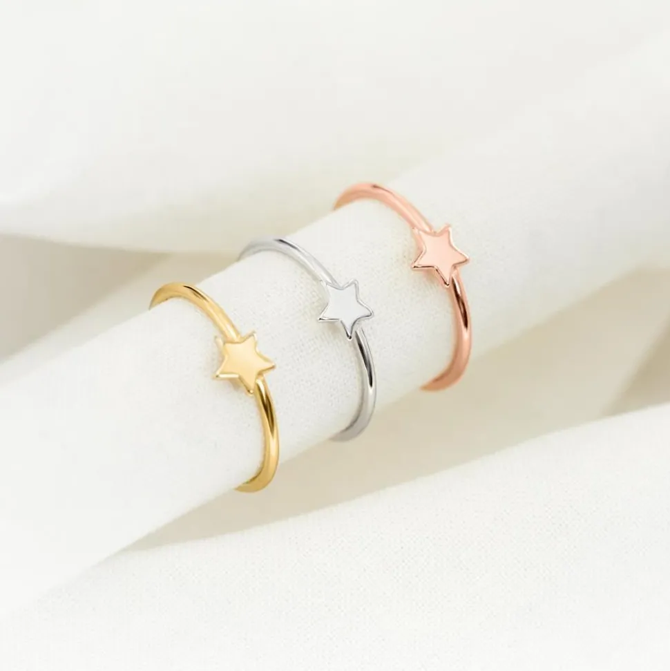 Sternring aus vergoldetem Sterlingsilber LSR0046