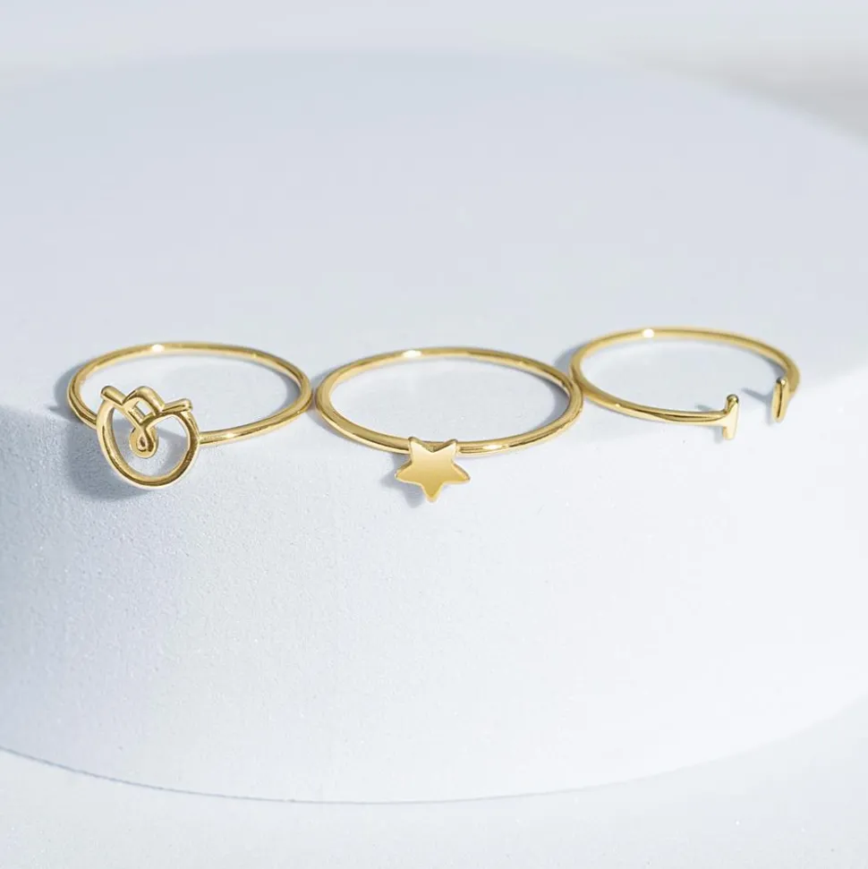 Sternring aus vergoldetem Sterlingsilber LSR0046