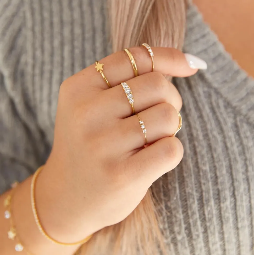 Sternring aus vergoldetem Sterlingsilber LSR0046