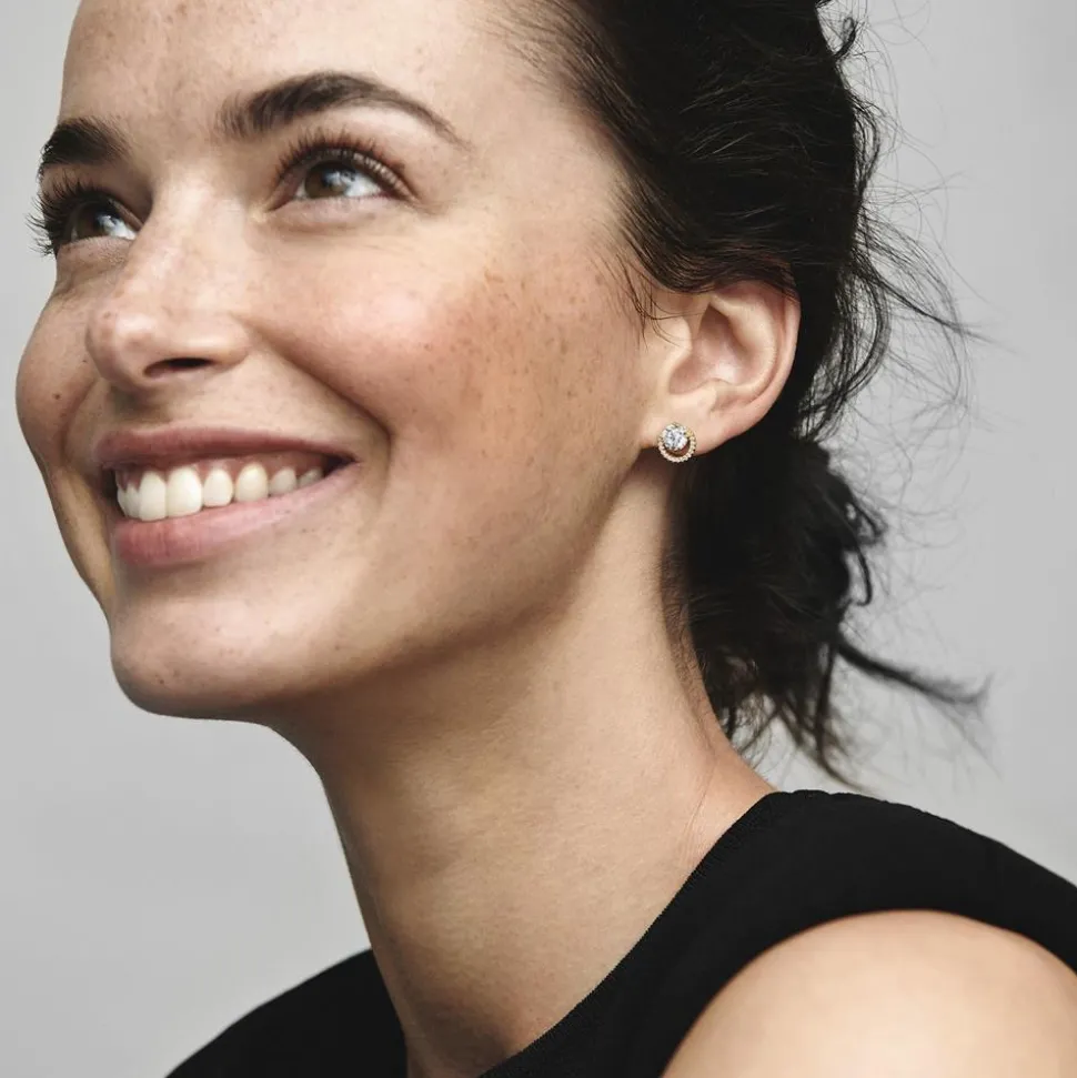 Strahlenkranz Ohrstecker mit Zirkonia, IP Gold 261248C01