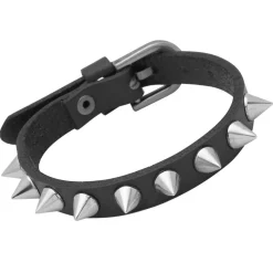 Stylisches schwarzes Lederarmband mit Spikes LB0347