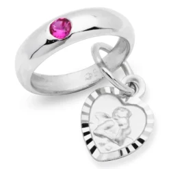 Taufkette 925 Silber Rubin Engel KTR0040SLK