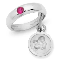 Taufkette 925 Silber Rubin Engel KTR0038SLK