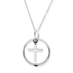 Taufkette 925 Silber Saphir Kreuz KTR0050SLK