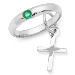 Taufkette 925 Silber Smaragd Kreuz KTR0051SLK