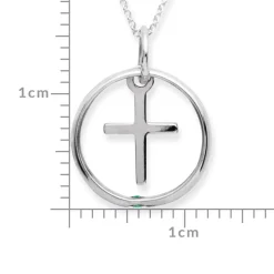Taufkette 925 Silber Smaragd Kreuz KTR0051SLK